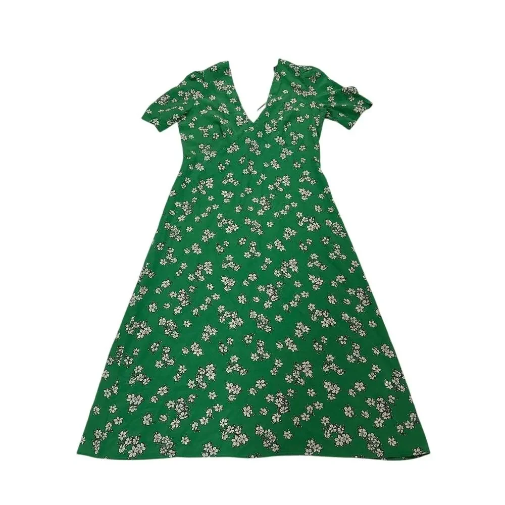 P.A.R.O.S.H. Women’s Large 100 % Silk Floral Midi Dress Cottagecore Garden Party